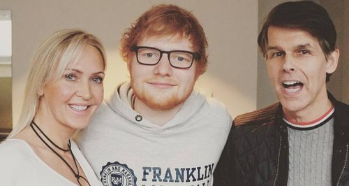 Ed Sheeran poses with Robin and Adele